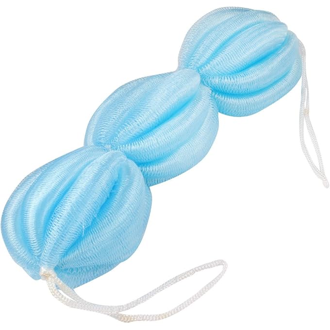 Ruilogod Foam Bubbles Puff Scrubber Bath Shower Pouf Body Cleaner Light Blue (id: 9d2 dd6 42e d5d 2bb - Image 1